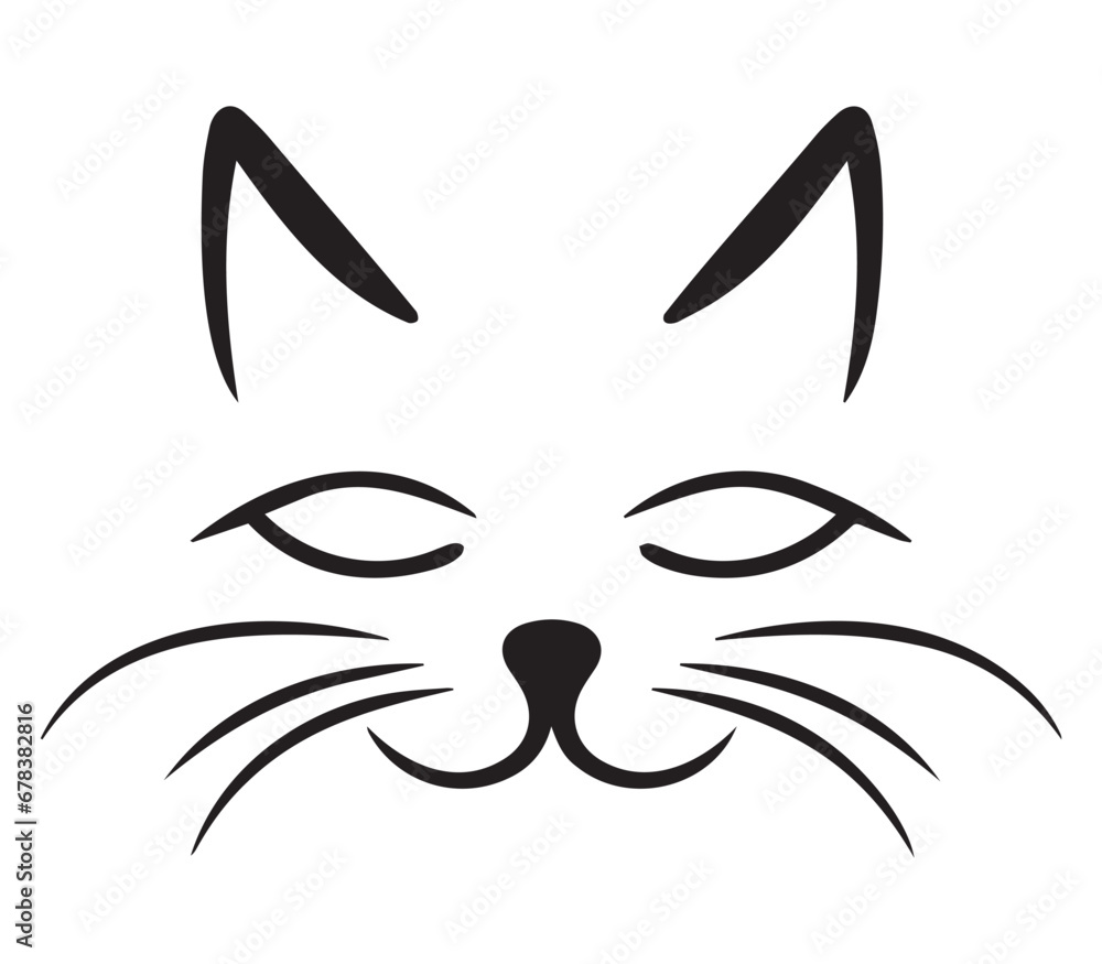 Cute cat silhouette drawing, line drawing art, cartoon drawing, print ready, clip art, mascot cat Cute cat silhouette drawing, line drawing art, cartoon drawing, print ready, clip art, mascot cat