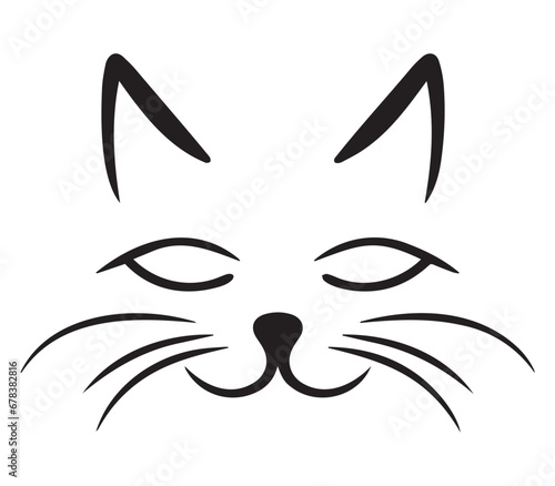 Wallpaper Mural Cute cat silhouette drawing, line drawing art, cartoon drawing, print ready, clip art, mascot cat Torontodigital.ca