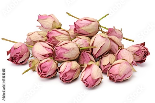 Dry Rose Buds, Roses Petals for Pink Flower Tea, Dried Persian Rosebuds, Rose Buds Textured Flowers photo