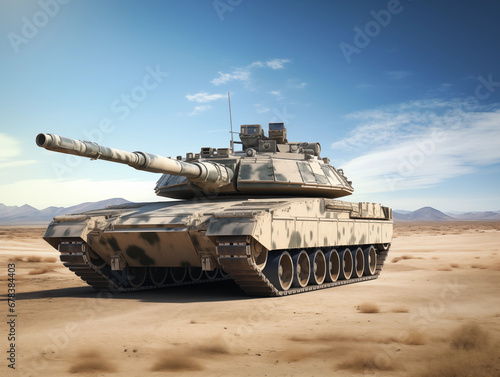 Main battle tank in realistic style. Armored fighting vehicle. Special combat military transport.