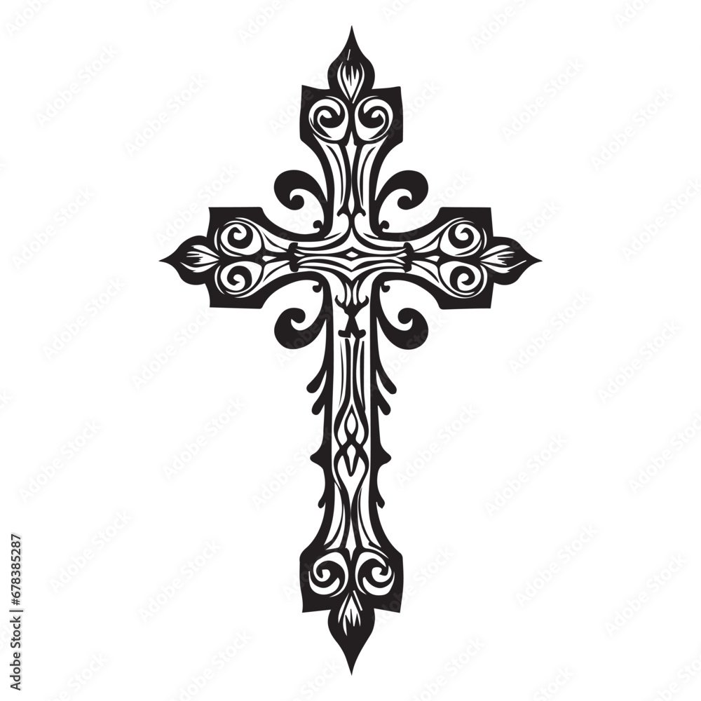 christian cross, fully editable vector illustration,eps,cut file