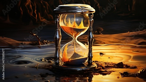 hourglass on sand, melting