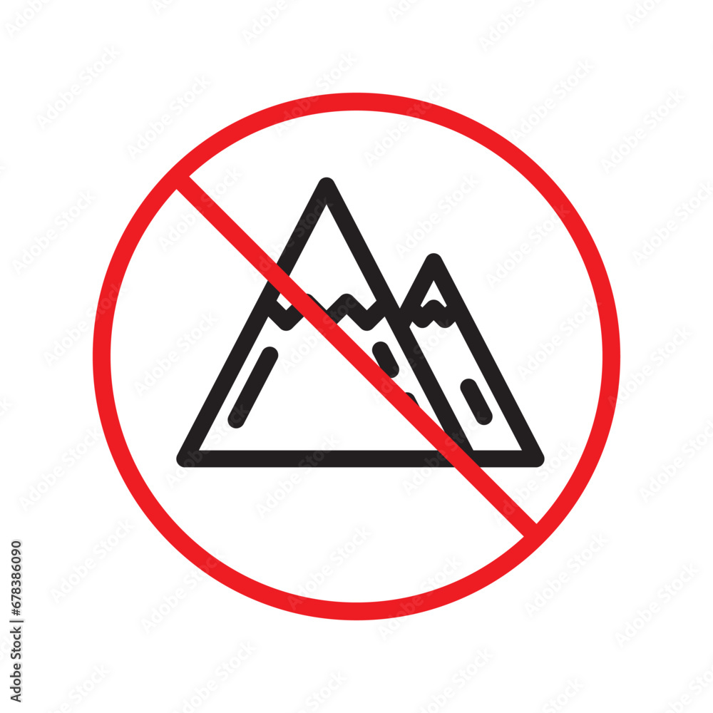 Prohibited Warning attention restriction label caution attention. Mountain vector icon. Mountain sign design. Mountain flat pictogram symbol UX UI Prohibited Warning attention restriction label caution attention. Mountain vector icon. Mountain sign design. Mountain flat pictogram symbol UX UI