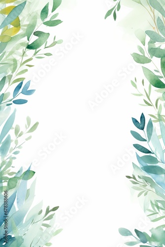 watercolor floral leaf design frame border blank space