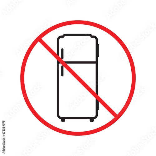 Forbidden Prohibited Warning, caution, attention, restriction label danger. No Refrigerator vector icon. Frig flat sign design. Do not use Freezer symbol pictogram. Frig icon. Refrigerator sign UX UI