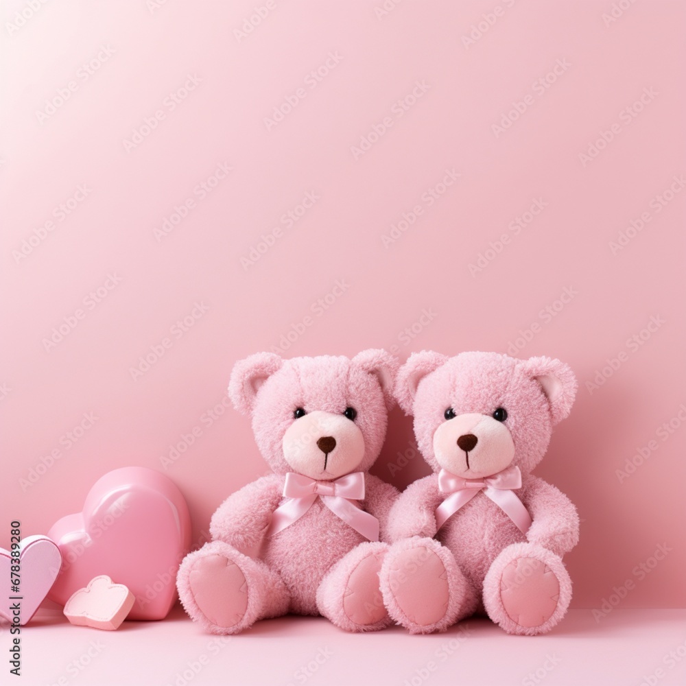 Pink background template with 2 teddy bears Pink background template with 2 teddy bears