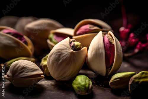 A close up of pistachios in the shell