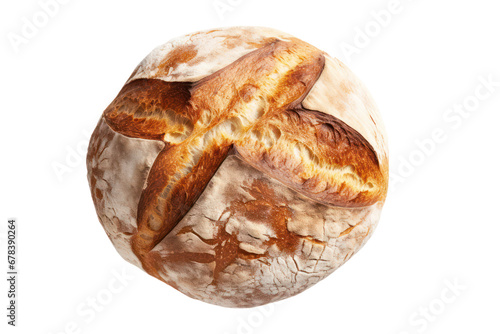 round bread isolated on transparent background, png file