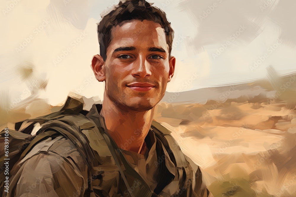 Portrait of an Israeli male soldier.