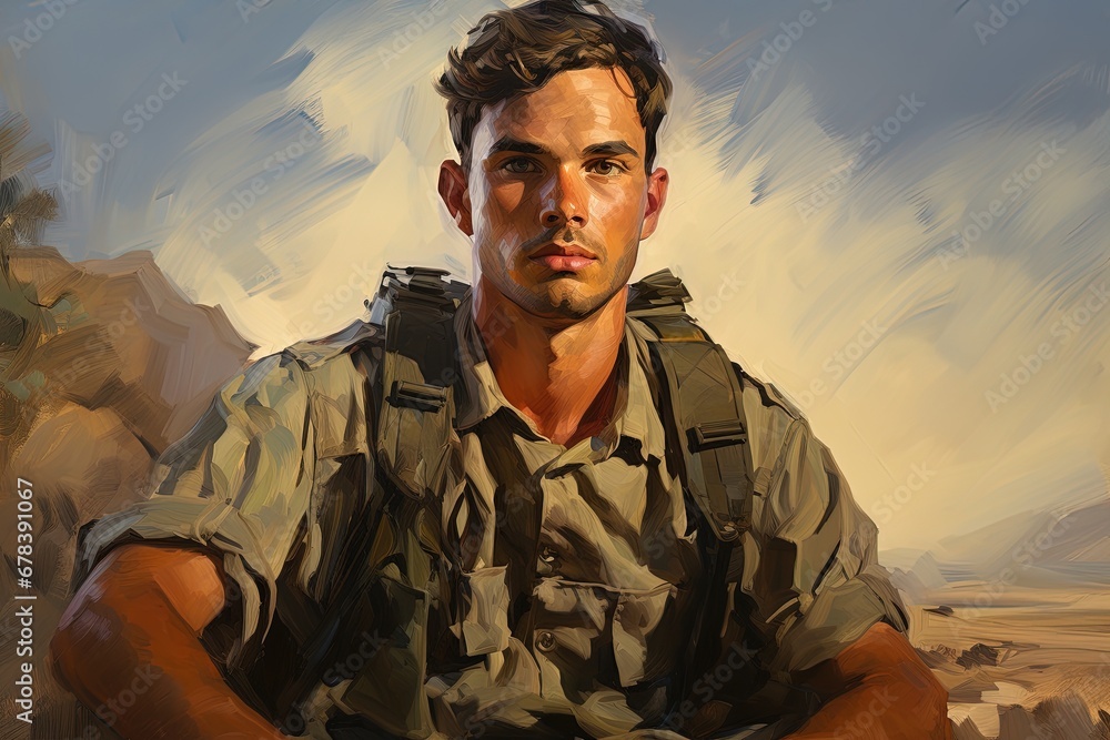 Portrait of an Israeli male soldier. Portrait of an Israeli male soldier.
