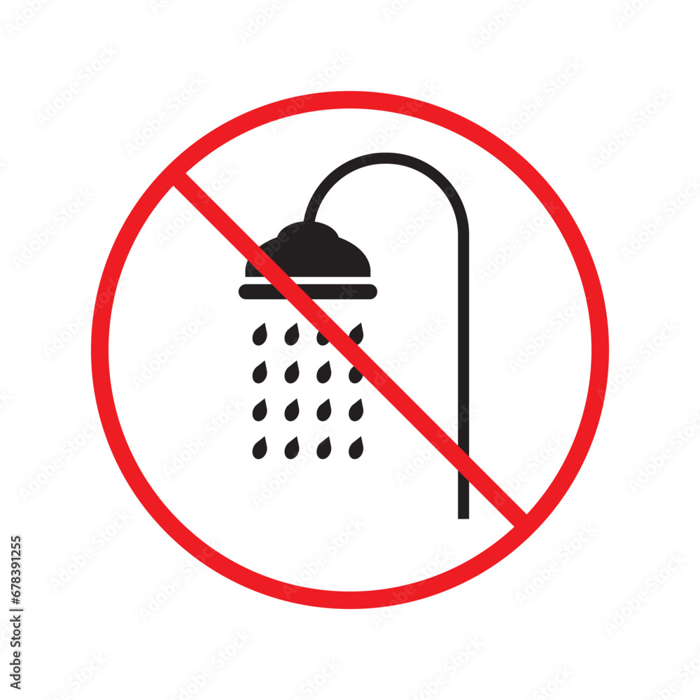 Forbidden shower icon. No shower vector sign. Prohibited Warning shower