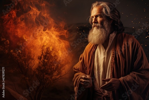 Moses and the burning bush. 