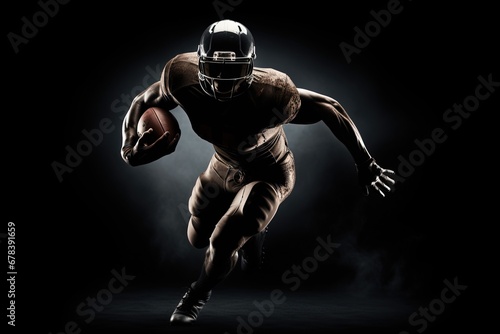 American Football player running with ball. © Bargais