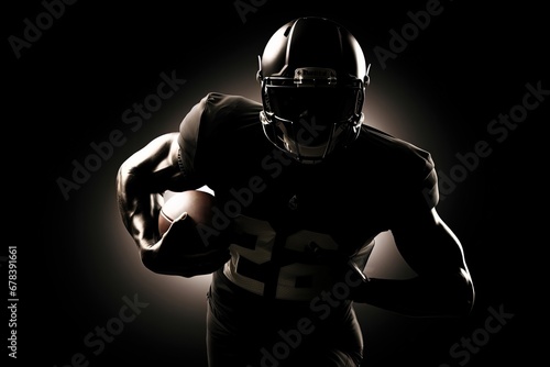 American Football player running with ball.
