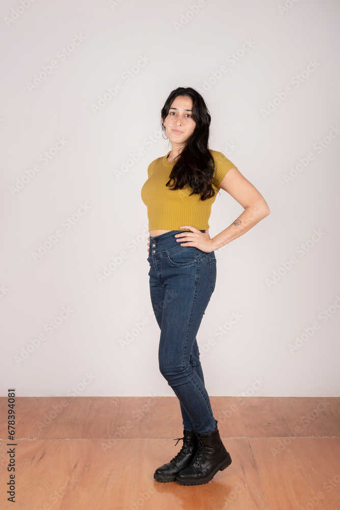 Full length studio portrait of brunette woman Full length studio portrait of brunette woman