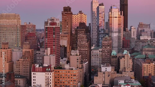 Aerial shot of downtown Brooklyn at dusk. photo