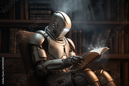 AI Robot Reading a Book