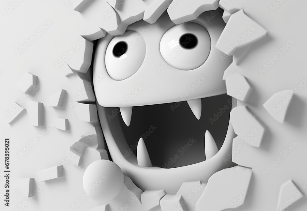 Shocked, scared or startled emoji with mouth wide open and eyes bulging