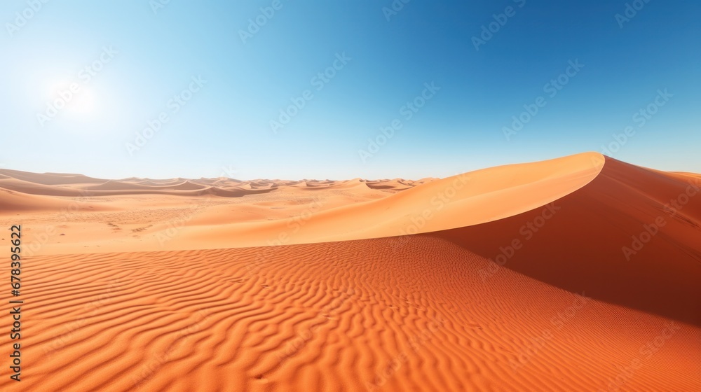 Scenic desert landscape in Egypt's Sahara Desert, featuring undulating sand dunes that create a mesmerizing sight.