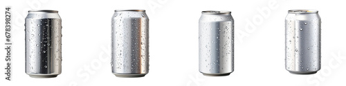Aluminum soda can with water drops  Hyperrealistic Highly Detailed Isolated On Transparent Background Png File photo