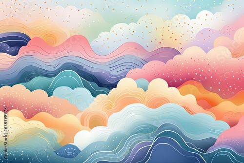 Dreamy Pastel Clouds with Golden Stars