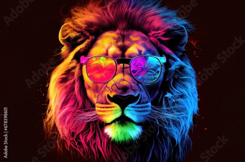 Wise King of the Jungle Sporting Spectacles in the Shadows Generative AI