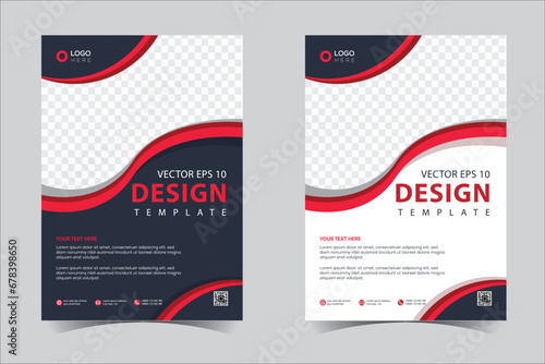 Brochure template layout design. Corporate business annual report, catalog, magazine, flyer mockup. Creative modern bright concept Red and black color  photo