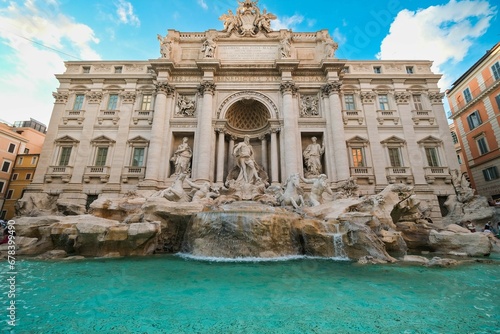 Beautiful shot of the Trevi fountain during the day in Rome, Italy