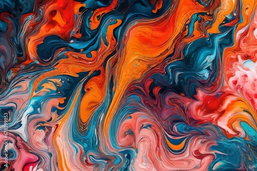 Colorful abstract painting background. Liquid marbling paint background. Fluid painting abstract texture. Intensive colorful mix of acrylic vibrant colors