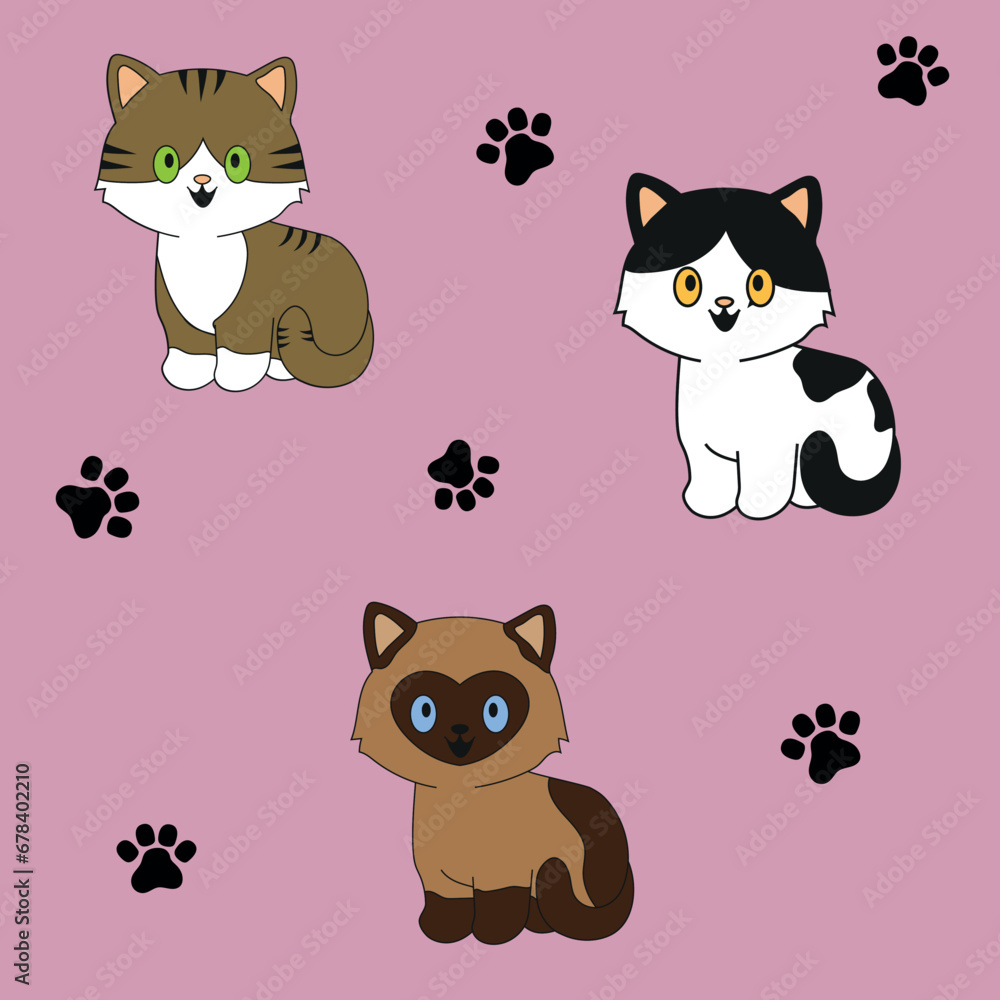 Cats border set, side view