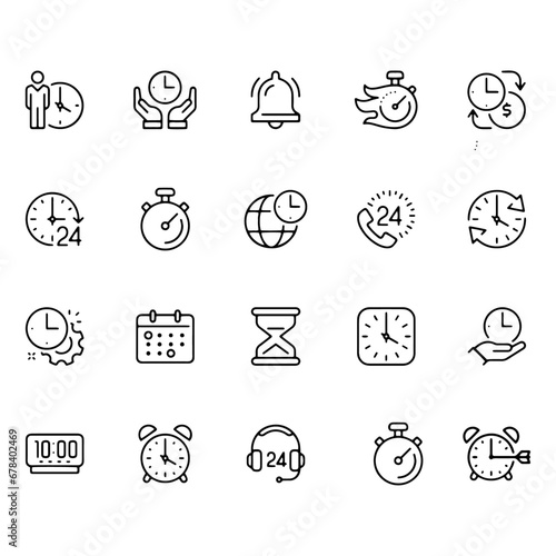 TIME line icons vector design