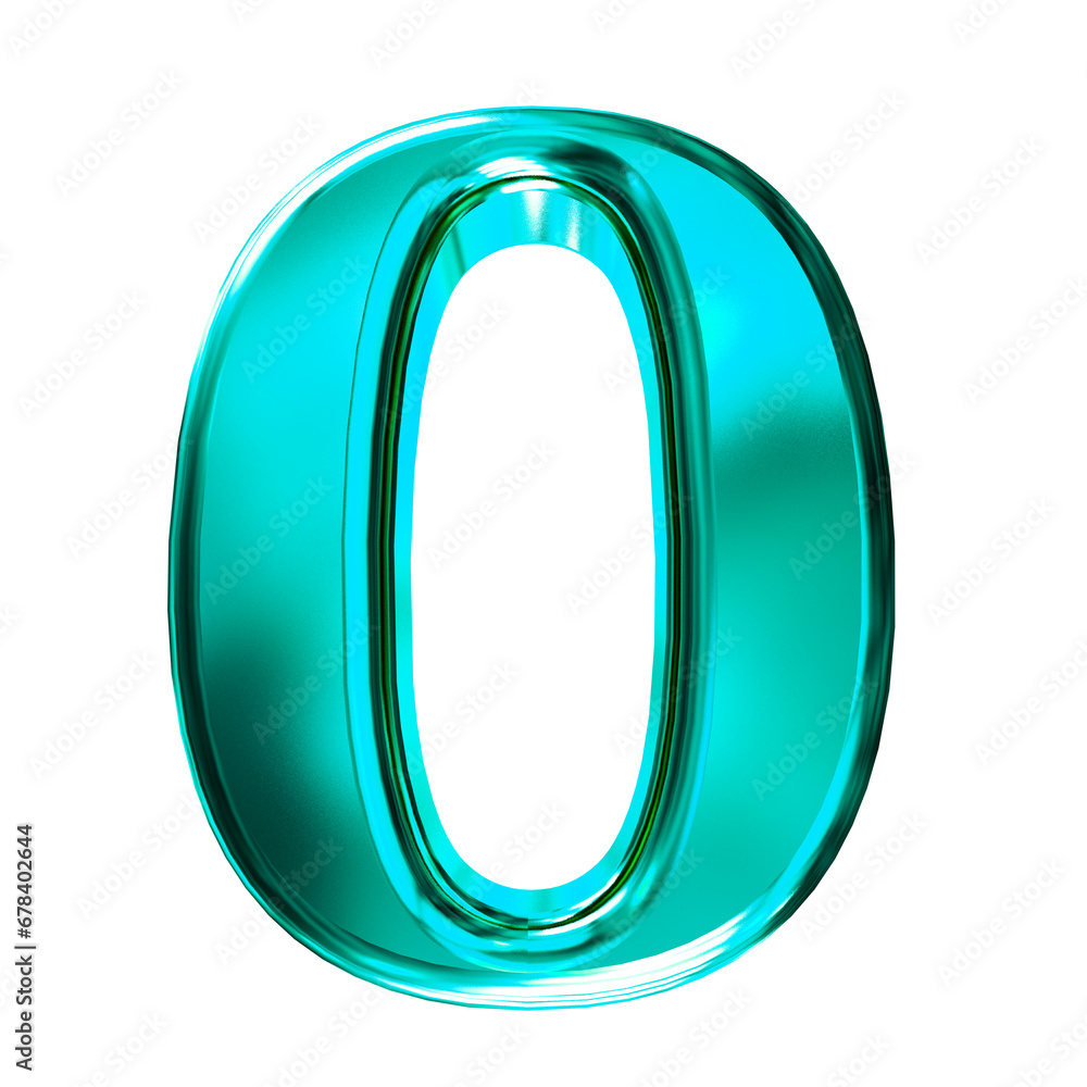 Turquoise symbol with bevel. number 0 Turquoise symbol with bevel. number 0