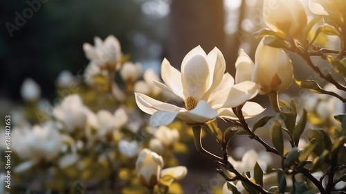 Beautiful Magnolia Flowers. Beautiful blooming magnolia tree. Magnolia tree blooming. Springtime Concept. Valentine s Day Concept with a Copy Space. Mother s Day.