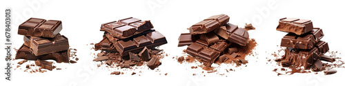 Broken chocolate bar  Hyperrealistic Highly Detailed Isolated On Transparent Background Png File