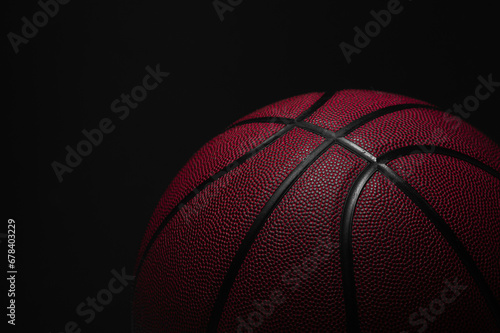 Closeup detail of basketball ball texture background. Horizontal sport theme poster, greeting cards, headers, website and app © Augustas Cetkauskas