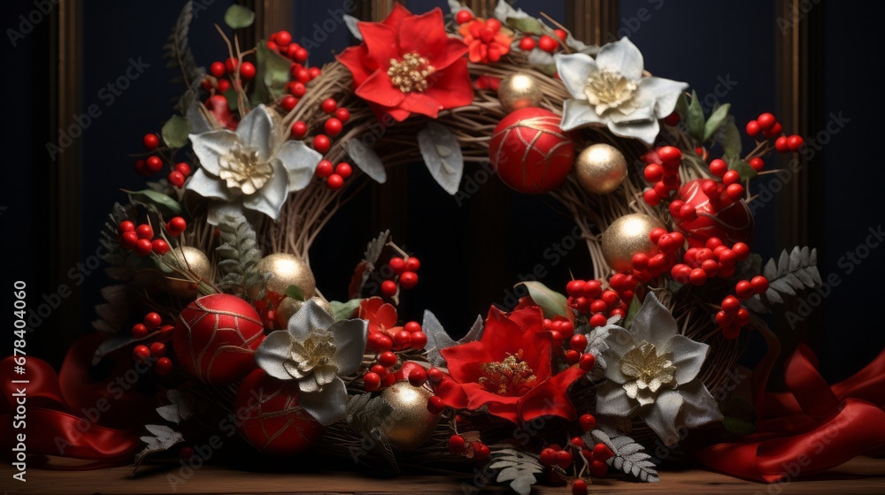 Festive Christmas Wreath on Dark Background 8