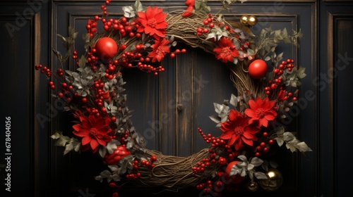 Festive Christmas Wreath on Dark Background 7 © a4mbs