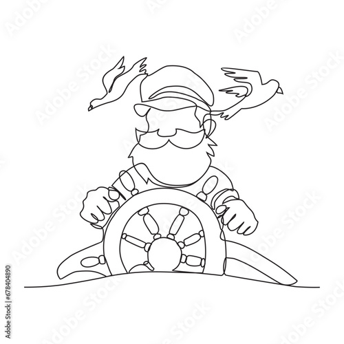 One continuous line drawing of Sailor vector illustration. a person who works on a ship or sails a boat. Sailors are responsible for operating and maintaining the ship, as well as for navigating.