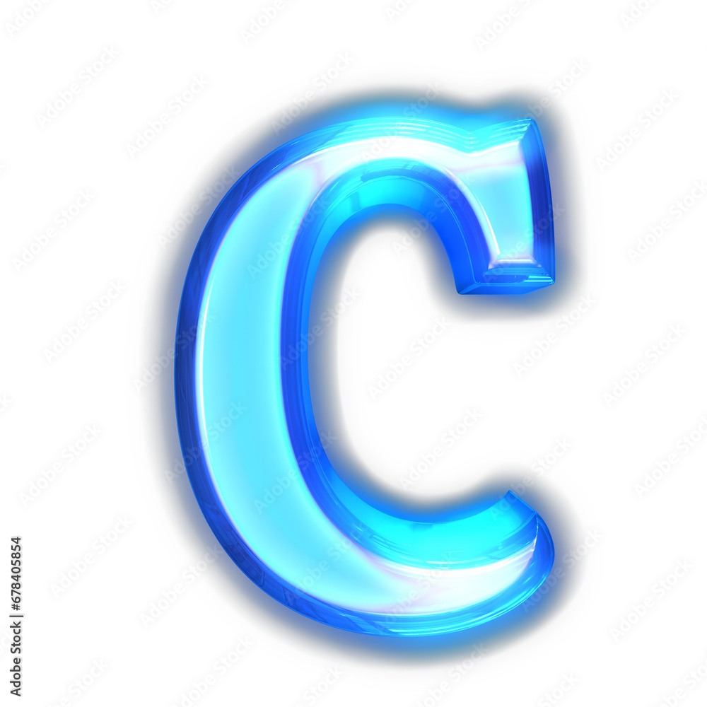 Blue symbol glowing around the edges. letter c Blue symbol glowing around the edges. letter c