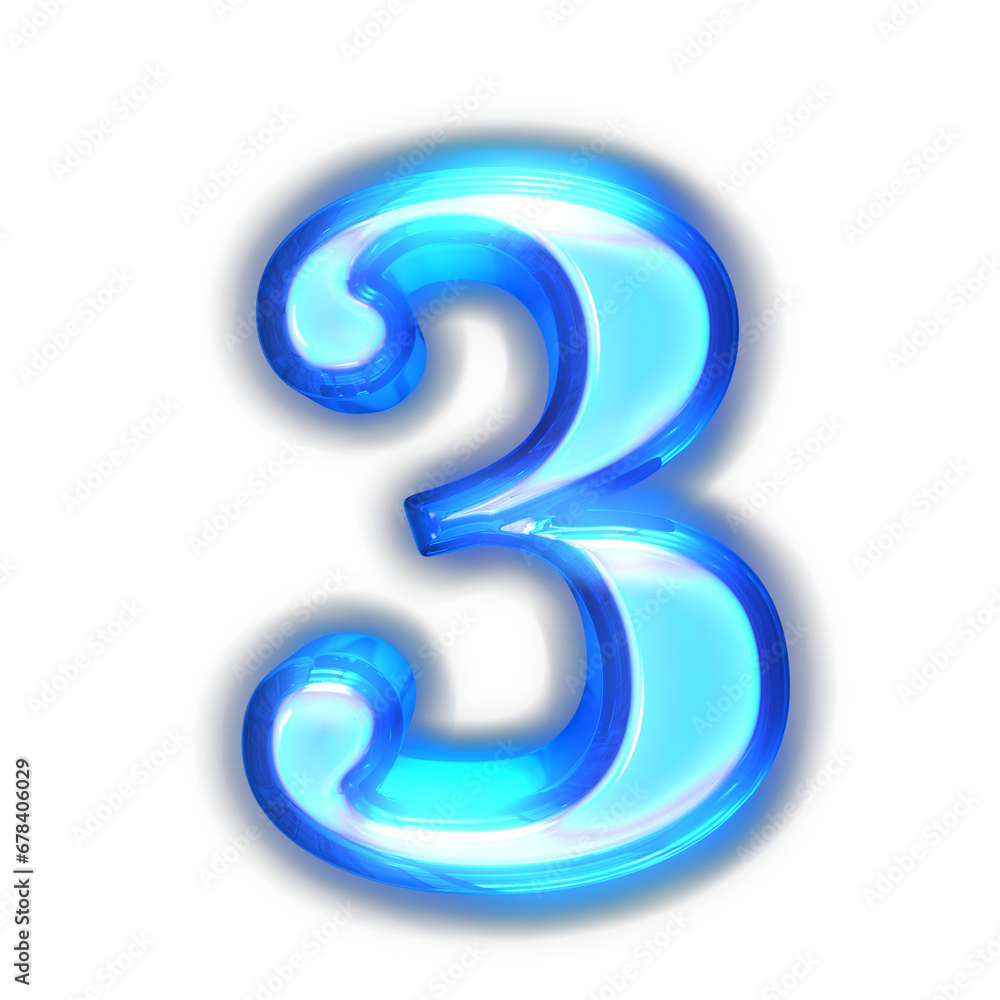 Blue symbol glowing around the edges. number 3 Blue symbol glowing around the edges. number 3