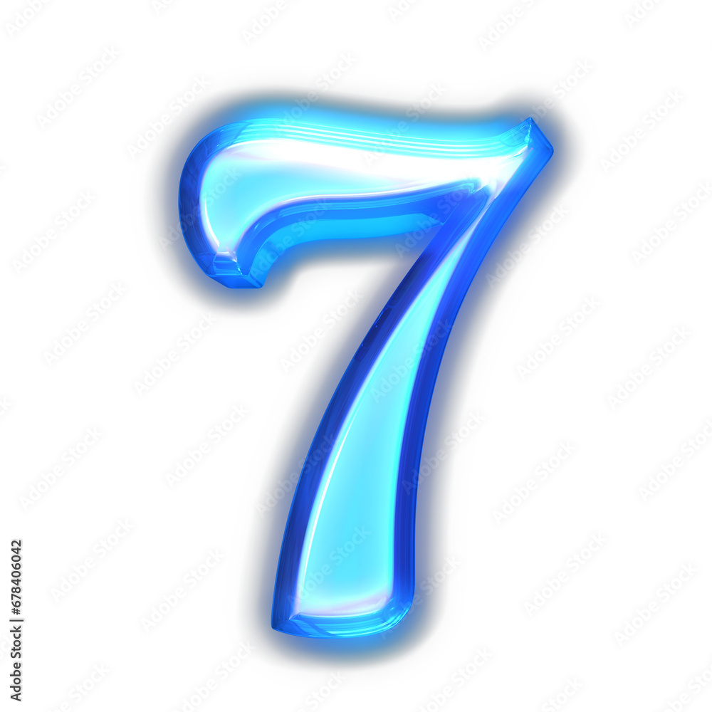 Blue symbol glowing around the edges. number 7 Blue symbol glowing around the edges. number 7