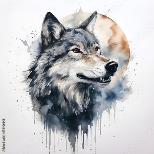 Wallpaper Mural lobo con la luna de fondo Torontodigital.ca