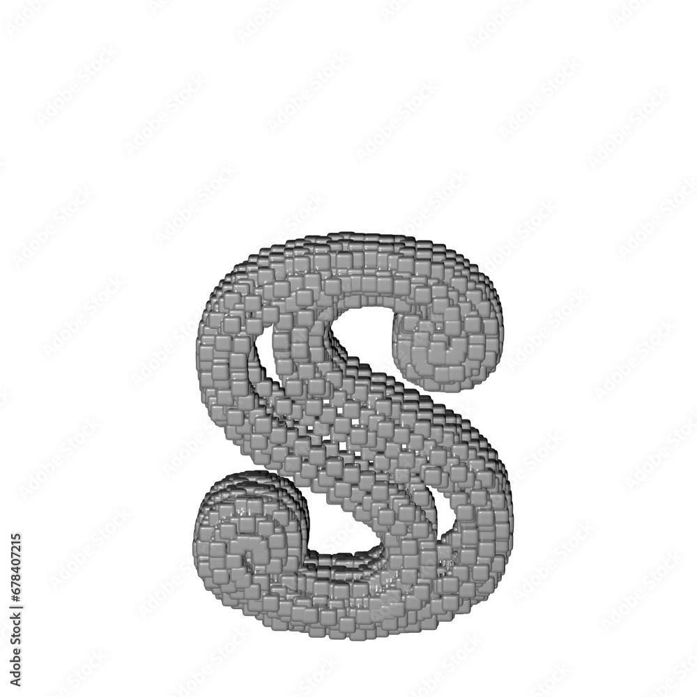 Symbol made of gray cubes. letter s Symbol made of gray cubes. letter s