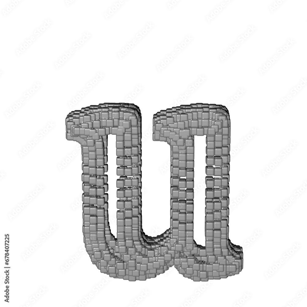 Symbol made of gray cubes. letter u Symbol made of gray cubes. letter u