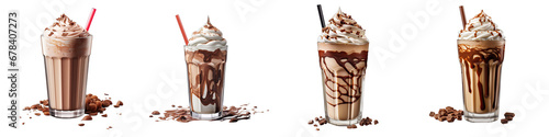 Chocolate milk shake Hyperrealistic Highly Detailed Isolated On Transparent Background Png File