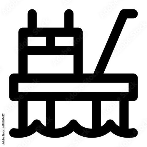 Oil platform icon with outline style.