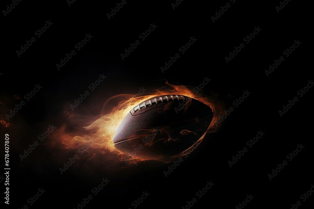 Epic Gridiron Blaze: Witness the Explosive Dissolving of an American Football, Flames Enveloping in Cinematic Light, Creating a Dynamic Background Wallpaper of Athletic Power and Passion Epic Gridiron Blaze: Witness the Explosive Dissolving of an American Football, Flames Enveloping in Cinematic Light, Creating a Dynamic Background Wallpaper of Athletic Power and Passion