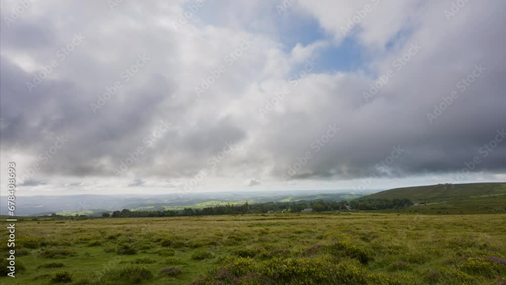 Cloud Time Lapse Moving Over Colourful Grassy Shrubland On Dartmoor Cloud Time Lapse Moving Over Colourful Grassy Shrubland On Dartmoor