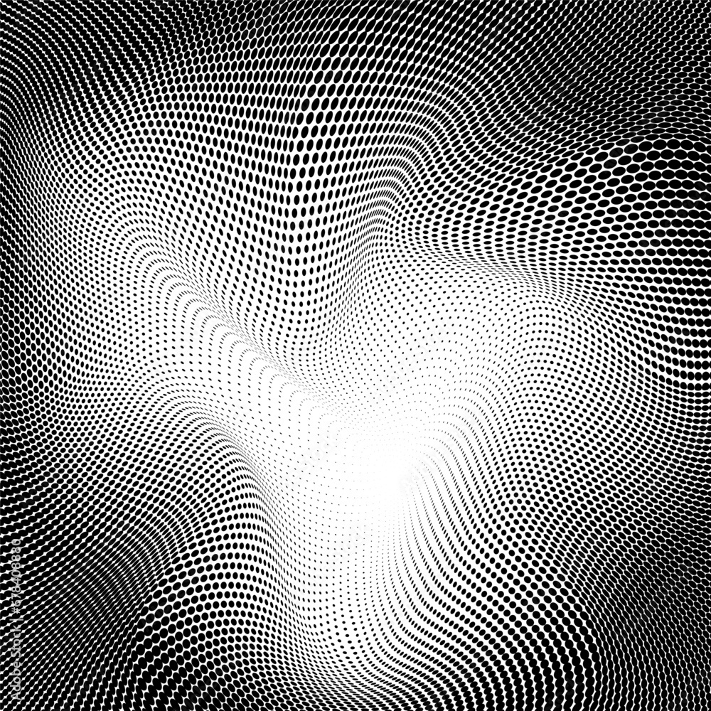 Halftone background with illusion effect. Curved gradient texture. Visualization of big data. Broken screen virus. Vector illustration. Halftone background with illusion effect. Curved gradient texture. Visualization of big data. Broken screen virus. Vector illustration.