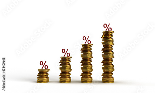 coin golden yellow orange color percent growth up financial investment marketing interest rate usa us currency banking price money dollar debt increase economy wealth loan stock tax industry deposit 
